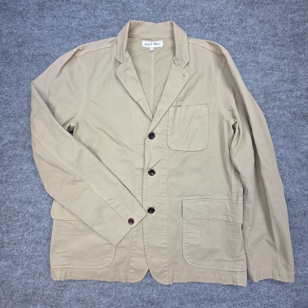 Alex Mill Jacket Men's L Beige Twill Sack Blazer Jacket Vintage Khaki Cotton